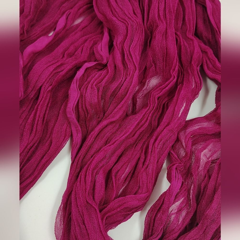 Vintage Chiffon Magenta  Pink Long Scarf - Picture 10 of 10